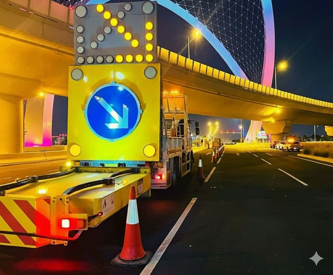 Traffic diversion sign with arrow